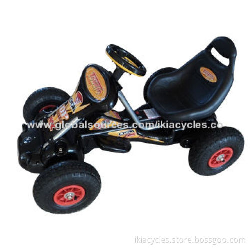 Electric kart motorcycle with 4 pneumatic wheels for 3-8-year old children, black/red/blue color